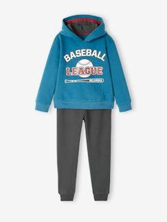 Menino 2-14 anos-Calças-Conjunto de desporto em moletão, sweat com capuz + calças, para menino