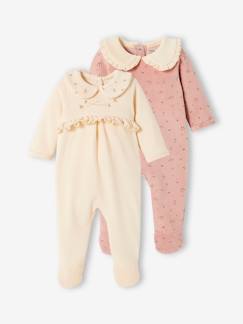 Bebé 0-36 meses-Pijamas, babygrows-Lote de 2 pijamas em veludo, para bebé menina