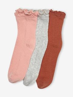 Menina 2-14 anos-Roupa interior-Lote de 3 pares de meias, em malha ajurada, para menina