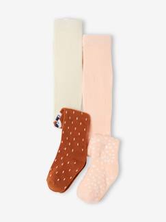 Bebé 0-36 meses-Meias, collants-Lote de 2 pares de collants em malha às bolas/urso, para bebé
