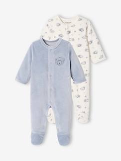 Bebé 0-36 meses-Pijamas, babygrows-Lote de 2 pijamas "ursos", em veludo, para bebé menino