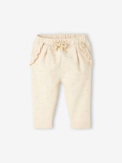 Bebé 0-36 meses-Calças, jeans-Calças em moletão, para bebé menina