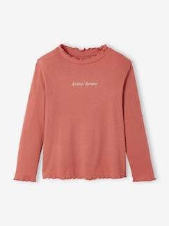 Menina 2-14 anos-T-shirts-Camisola canelada com acabamentos fantasia, para menina