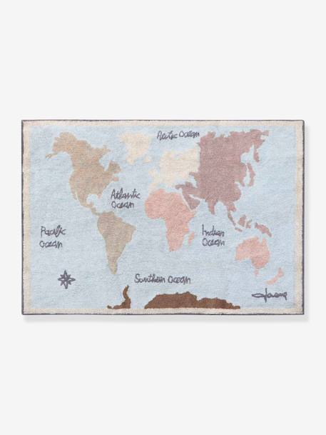 Tapete lavável em algodão, Mapa Mundo da LORENA CANALS azul-céu 