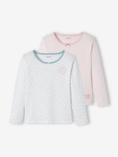 Menina 2-14 anos-Roupa interior-Camisolas interiores-Lote de 2 camisolas corações, de mangas compridas, para menina