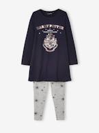 Conjunto Camisa de noite + Leggings do Harry Potter AZUL ESCURO LISO COM MOTIVO 