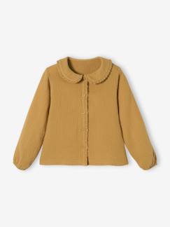 Menina 2-14 anos-Blusas, camisas-Blusa em gaze de algodão, com folhos e motivos estampados, para menina