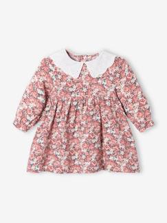 Vestido romântico com gola em bordado inglês, para bebé