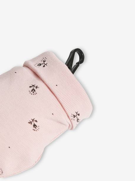 Conjunto em malha estampada com gorro + luvas + lenço + saco, para bebé menina pau-rosa 