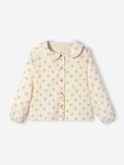 Menina 2-14 anos-Blusas, camisas-Blusa em gaze de algodão, com folhos e motivos estampados, para menina