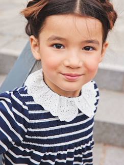 Menina 2-14 anos-Camisola modelo blusa com bordado inglês na gola, para menina
