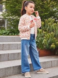 Menina 2-14 anos-Calças -Jeans largos de cintura subida, base desfiada, para menina