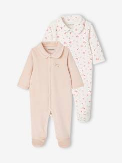 Bebé 0-36 meses-Pijamas, babygrows-Lote de 2 pijamas em veludo, para bebé menina