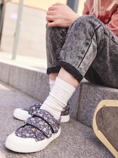 Calçado-Calçado menina (23-38)-Sapatilhas em tecido, com barras autoaderentes, para menina