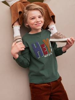 Menino 2-14 anos-T-shirts, polos-T-shirts-Camisola com mensagem em malha borboto, para menina
