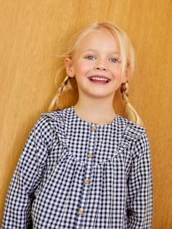 Menina 2-14 anos-Blusas, camisas-Blusa vichy com folhos, para menina