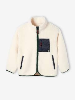 Menino 2-14 anos-Camisolas, casacos de malha, sweats-Sweatshirts-Casaco com fecho, em sherpa, para menino