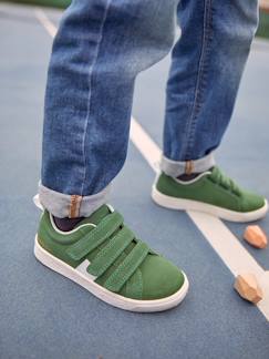 Calçado-Calçado menino (23-38)-Sapatilhas em pele, com barras autoaderentes, para menino
