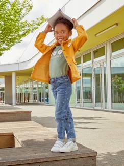 Menina 2-14 anos-Jeans -Jeans direitos com detalhes usados, para menina