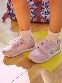 Calçado-Sapatilhas com barras autoaderentes, estilo running, para menina