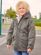 Parka 3 em 1, com blusão amovível, para menino AZUL ESCURO LISO COM MOTIVO+AZUL MEDIO LISO COM MOTIVO+CASTANHO ESCURO LISO COM MOTIV+VERDE MEDIO LISO COM MOTIVO 