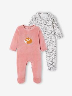 Bebé 0-36 meses-Pijamas, babygrows-Lote de 2 pijamas "raposa" em veludo, para bebé menina