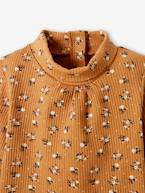 Camisola em canelado, gola alta, para bebé canela+cru 