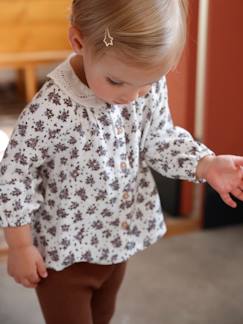 Bebé 0-36 meses-Blusas, camisas-Blusa às flores, gola com bordado inglês, para bebé