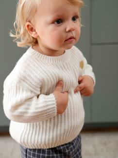 Bebé 0-36 meses-Camisolas, casacos de malha, sweats-Camisolas-Camisola em tricot, coração dourado, para bebé