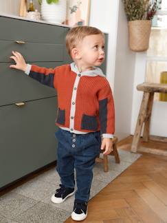 Bebé 0-36 meses-Camisolas, casacos de malha, sweats-Casaco em tricot com capuz, para bebé