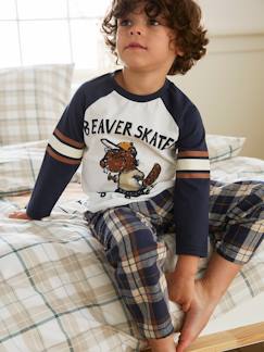 Menino 2-14 anos-Pijama castor com calças em flanela, para menino