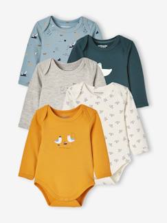 Bebé 0-36 meses-Bodies-Lote de 5 bodies de mangas compridas e cavas americanas, para bebé