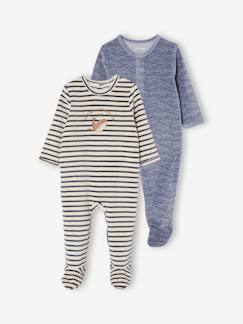 Bebé 0-36 meses-Pijamas, babygrows-Lote de 2 pijamas "baleias", em veludo, para bebé menino