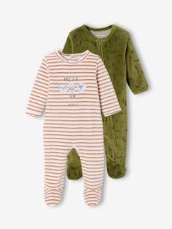 Bebé 0-36 meses-Pijamas, babygrows-Lote de 2 pijamas "floresta" em veludo, para bebé menino