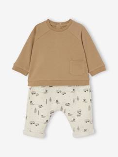 Bebé 0-36 meses-Conjuntos-Conjunto de bebé: camisola aos favos + calças em moletão