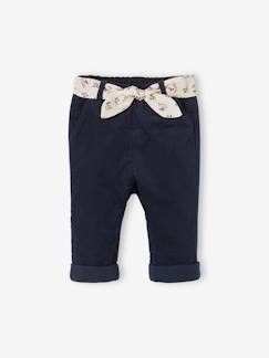 Bebé 0-36 meses-Calças, jeans-Calças em bombazina, cinto em tecido, para bebé