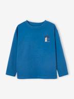 Camisola com motivo grande atrás, para menino azul-medio 