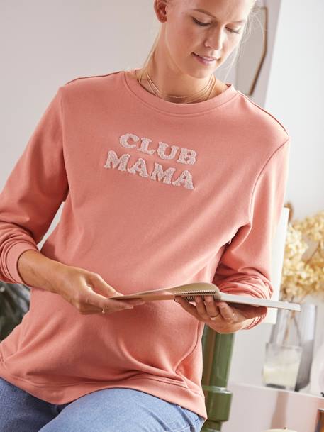 Sweat em moletão com mensagem, especial gravidez e amamentação CASTANHO ESCURO LISO COM MOTIV+CINZENTO MEDIO LISO COM MOTIVO 