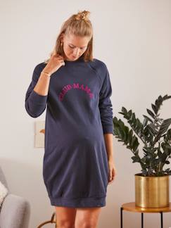 Roupa grávida-Vestidos-Vestido-sweat curto, com mensagem, especial gravidez e amamentação