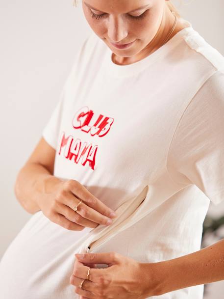 T-shirt com mensagem, especial gravidez e amamentação BRANCO CLARO LISO COM MOTIVO 