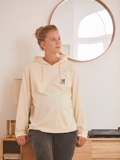 Roupa grávida-Camisolas, casacos malha-Sweat em moletão, com capuz, especial gravidez e amamentação