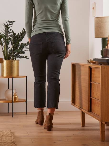 Jeans flare, entrepernas 65 cm, para grávida BEGE CLARO LISO+CINZENTO ESCURO LISO 