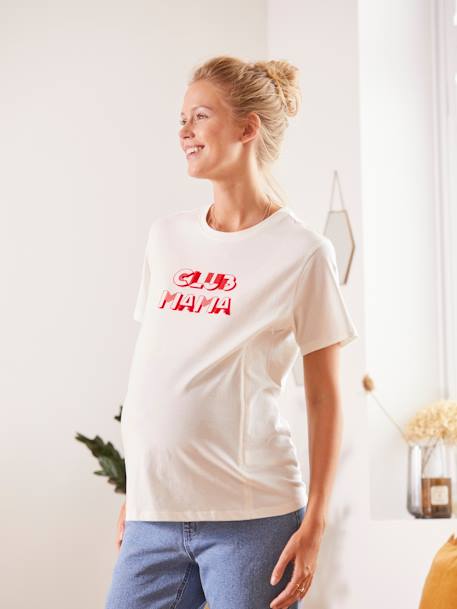 T-shirt com mensagem, especial gravidez e amamentação BRANCO CLARO LISO COM MOTIVO 