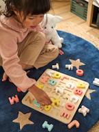 Puzzle de letras de encaixar, em madeira multicolor+ROSA CLARO LISO COM MOTIVO 