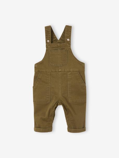 Conjunto de 3 peças, jardineiras, camisola e lenço, para bebé caqui 