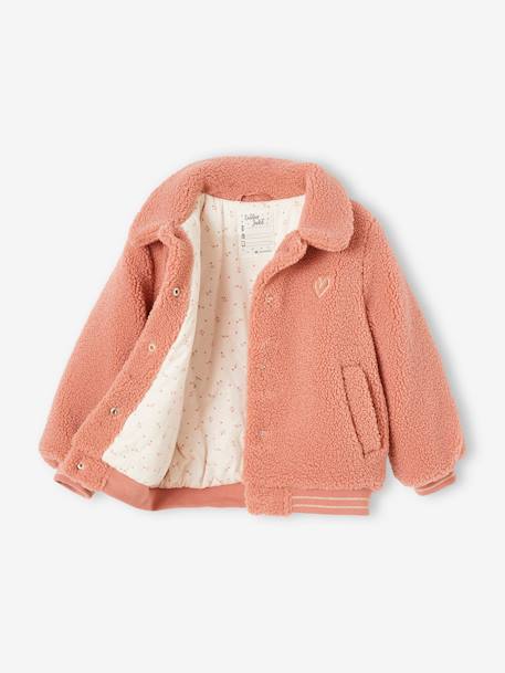 Blusão estilo teddy, em sherpa, para menina rosa-blush 
