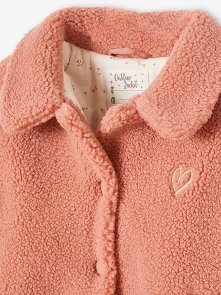 Blusão estilo teddy, em sherpa, para menina rosa-blush 