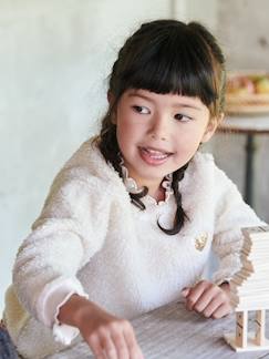 Menina 2-14 anos-Camisolas, casacos de malha, sweats-Sweat em sherpa, acabamentos fantasia, para menina