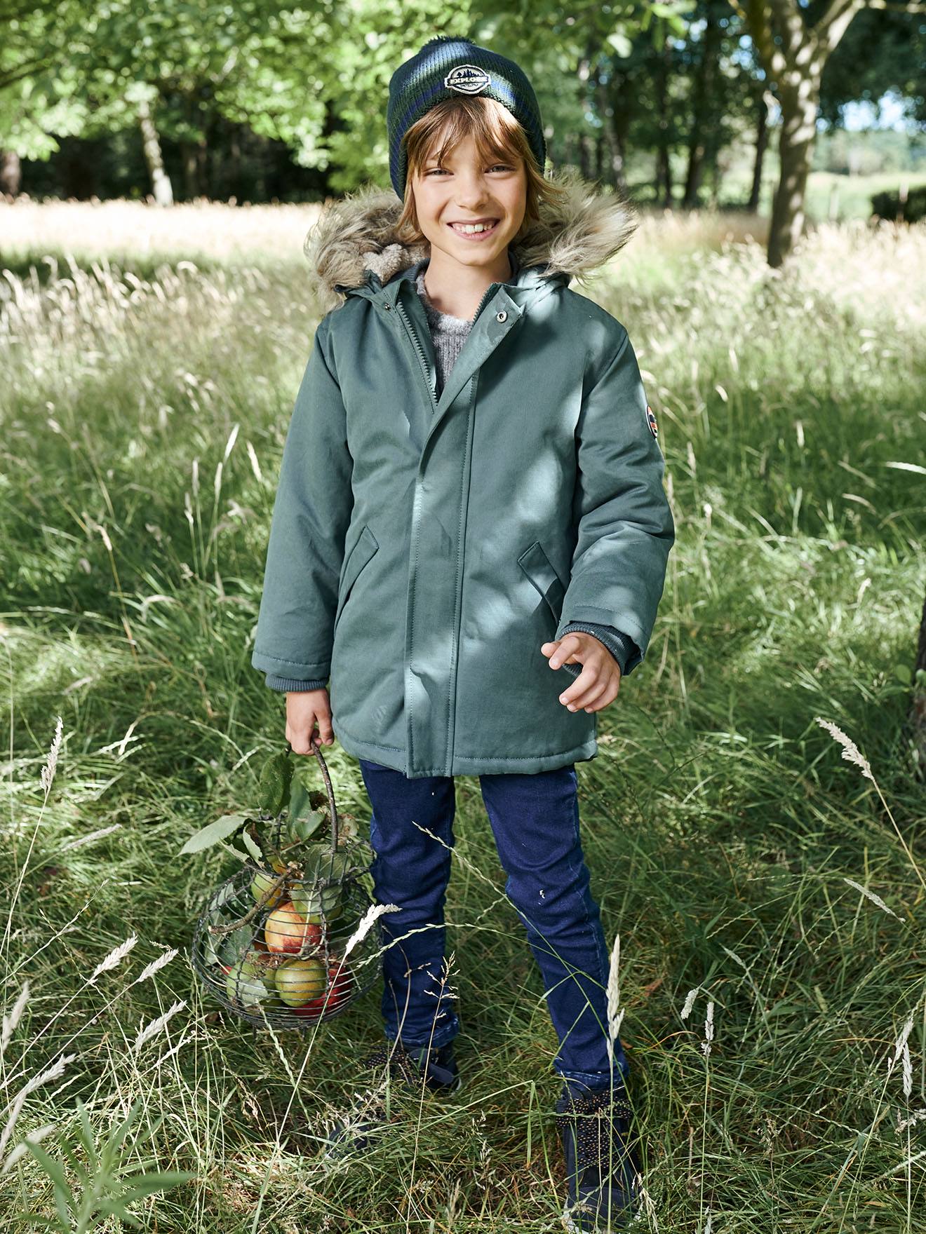Blusão com capuz, forro polar, com luvas, para menino-Menino 2-14  anos-Vertbaudet