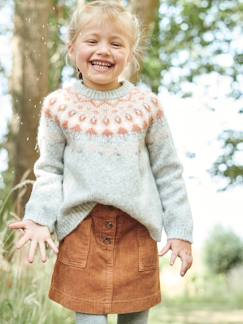 Menina 2-14 anos-Camisolas, casacos de malha, sweats-Camisola em jacquard com motivos irisados, para menina